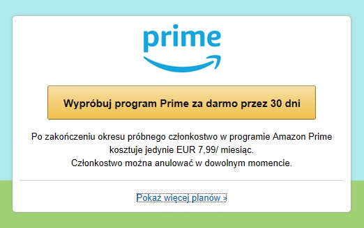 oferta Amazon Prime na niemieckim Amazonie