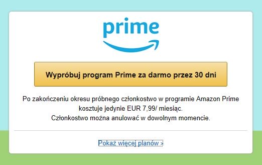 oferta Amazon Prime na niemieckim Amazonie