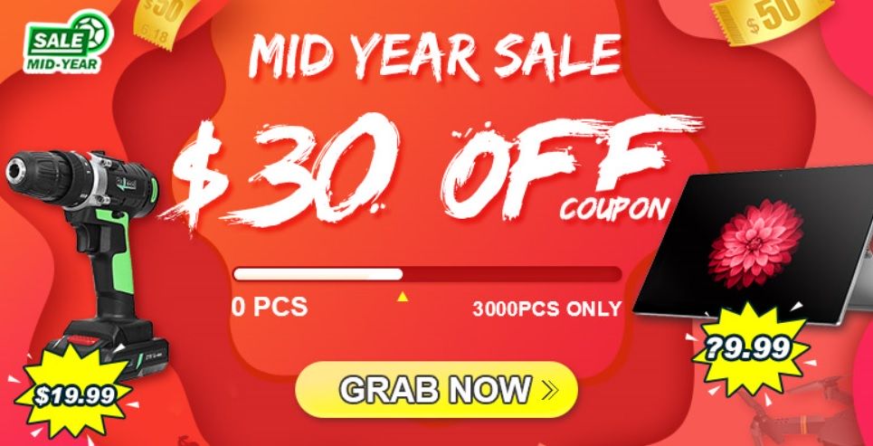 mid-year sale banggood - coupons