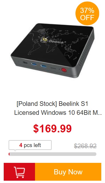 promocja europejskich magazynów geekbuying - mini PC Beelink S1 z polskiego magazynu