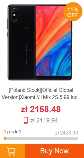 Wietrzenie magazynów geekbuying.com - clearance sale - Xiaomi Mi Mix 2S z polskiego magazynu