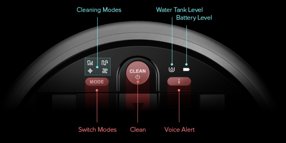 iLife W400 - premiera robota do mycia podłóg - przyciski sterowania
