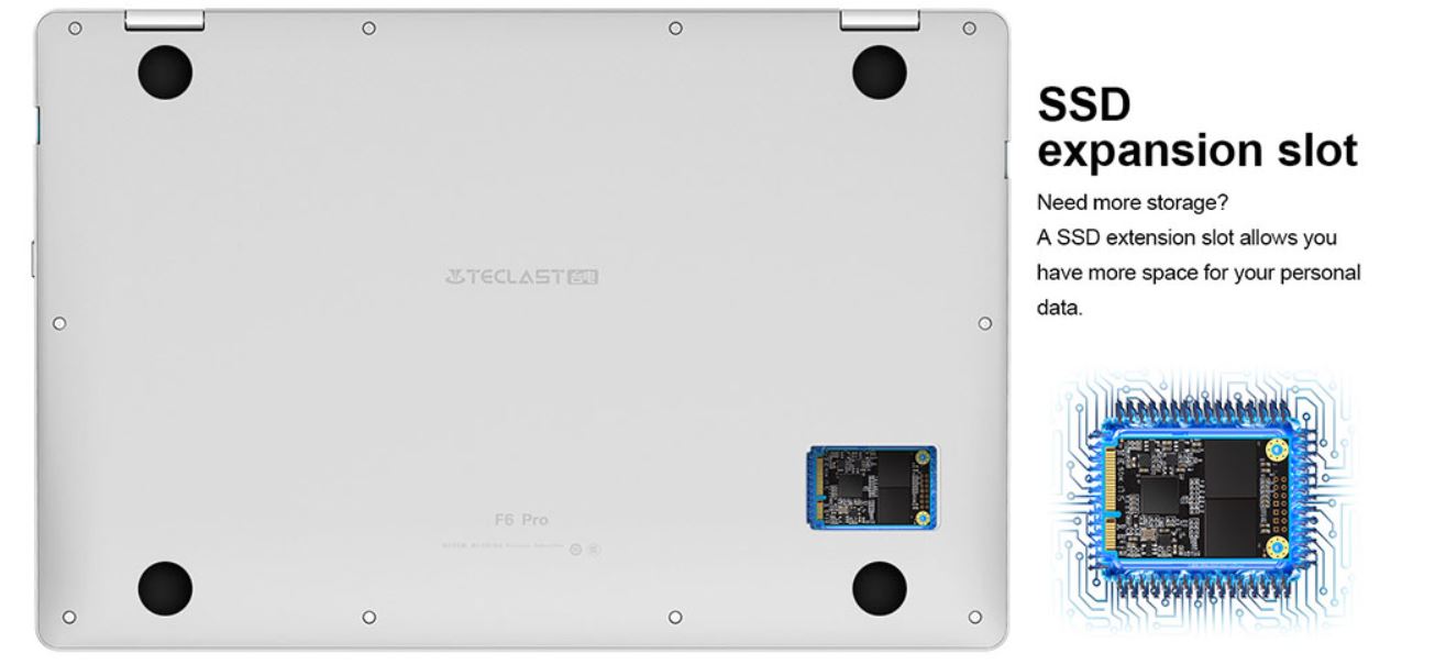 Notebook Teclast F6 Pro w świetnej cenie - miejsce na dodatkowy dysk ssd