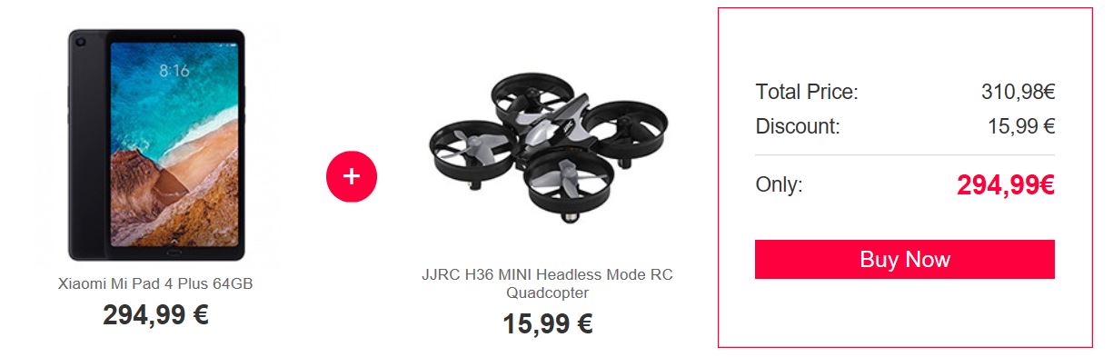 Wyprzedaż GeekMaxi.com - obniżki do 50% - Xiaomi Mi Pad 4 Plus z dronem JJRC H36 Mini gratis