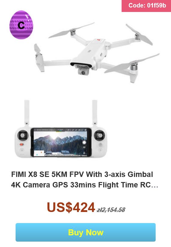 Wielkanocna wyprzedaż na Banggood.com - promocja drona FIMI X8 SE