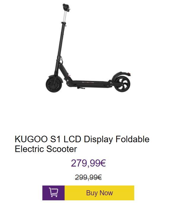 Promocja hulajnóg elektrycznych Kugoo S1 - Kugoo S1 w obniżonej cenie