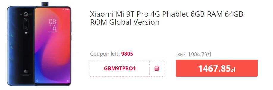 Wrześniowa super promocja Gearbest - Xiaomi Mi 9T PRO - promocyjna cena