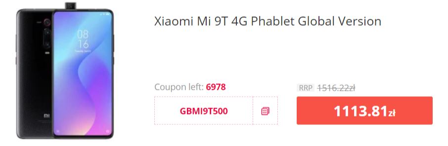 Wrześniowa super promocja Gearbest - Xiaomi Mi 9T - promocyjna cena