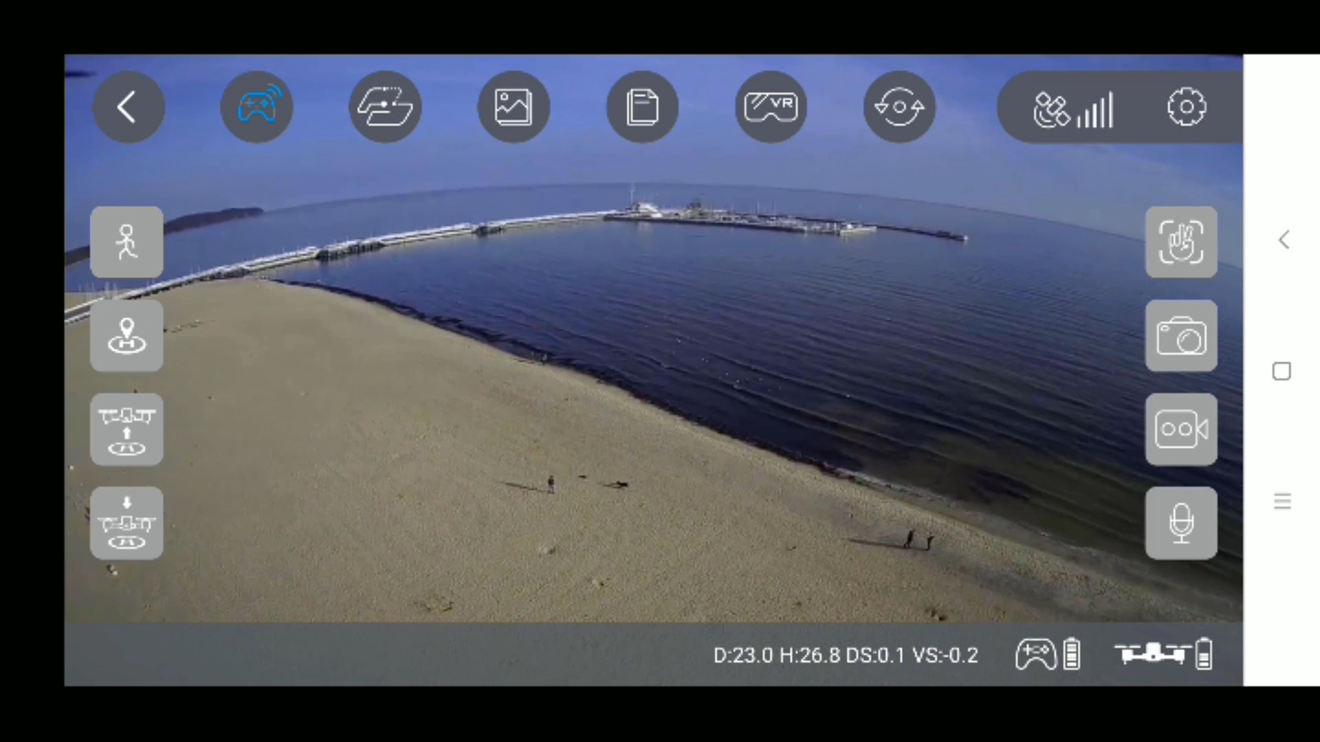 Recenzja drona SJRC F11 PRO - obracanie się - widok na telefonie