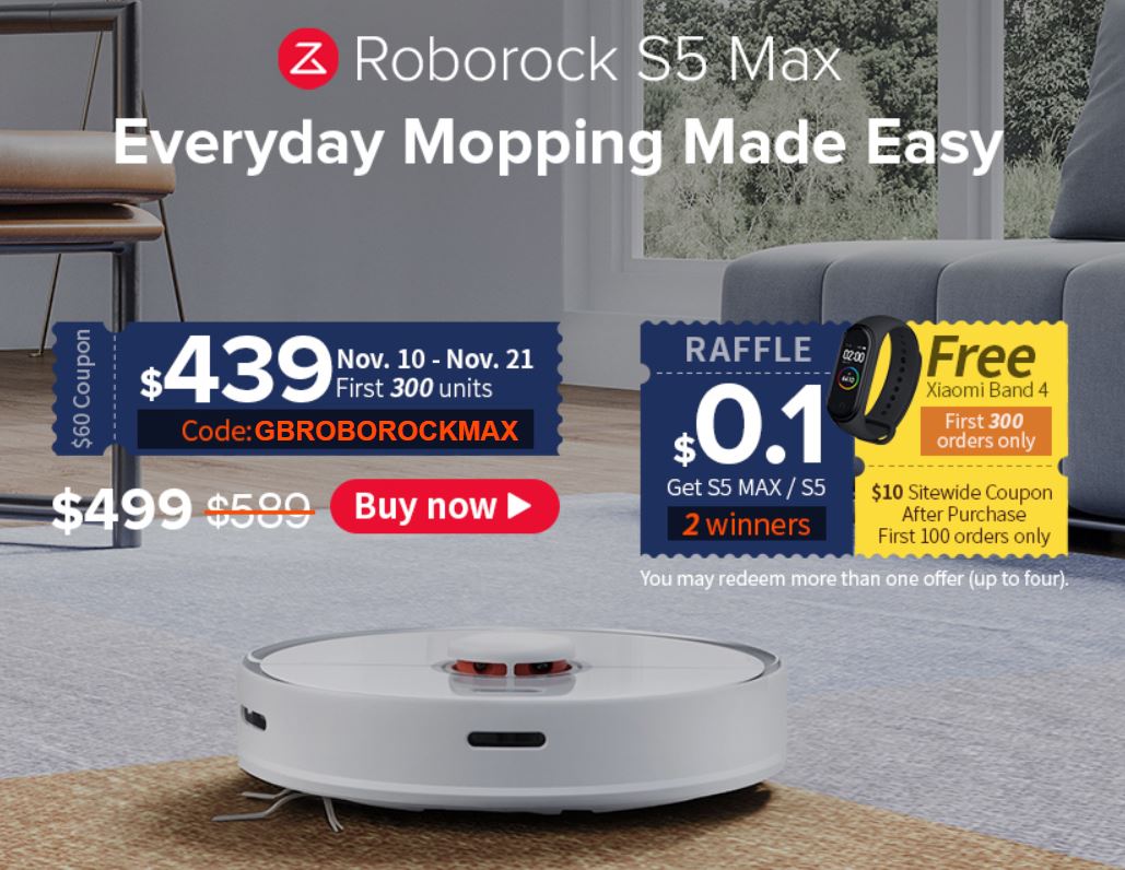 Black Friday już ruszyło w chińskich sklepach - promocja Roborock S5 Max w GearBest