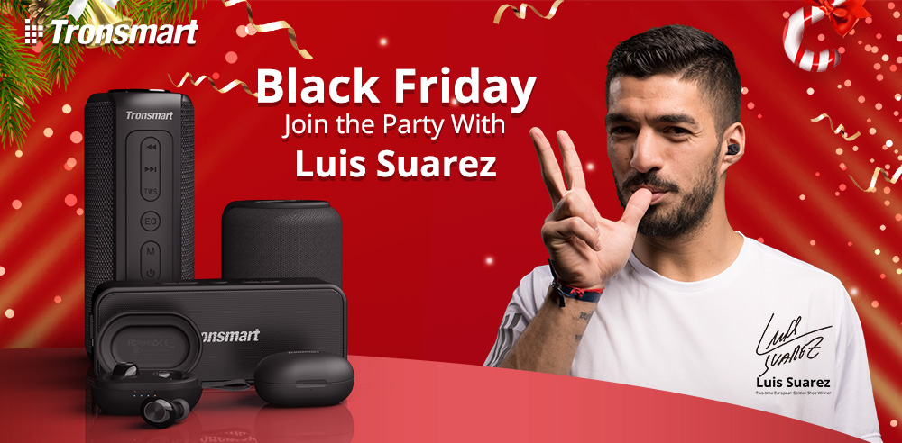 Wyprzedaż głośników i słuchawek Bluetooth na Geekbuying - Luis Suarez promuje Tronsmart na Black Friday