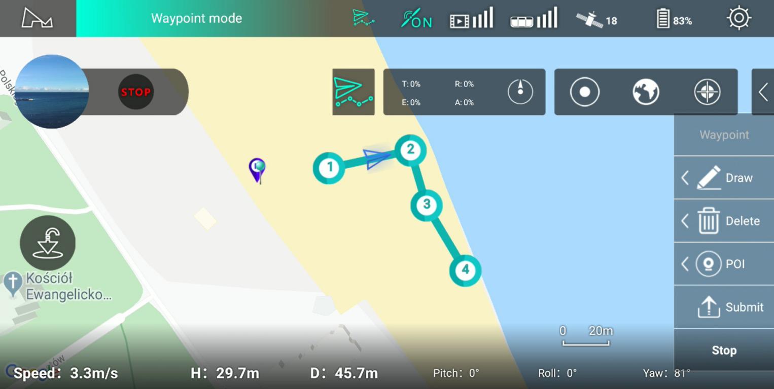 Hubsan Zino PRO - recenzja drona z kamerą 4K i zasięgiem aż 4 km - wyznaczanie trasy w aplikacji