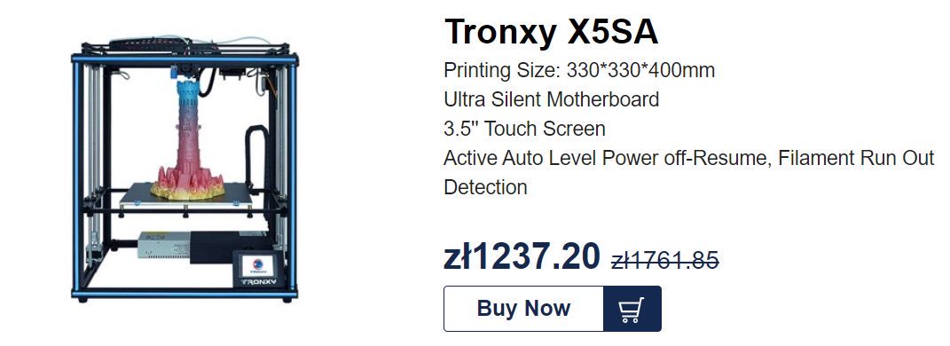 Promocja drukarek 3D z geekbuying - kod rabatowy - Tronxy X5SA