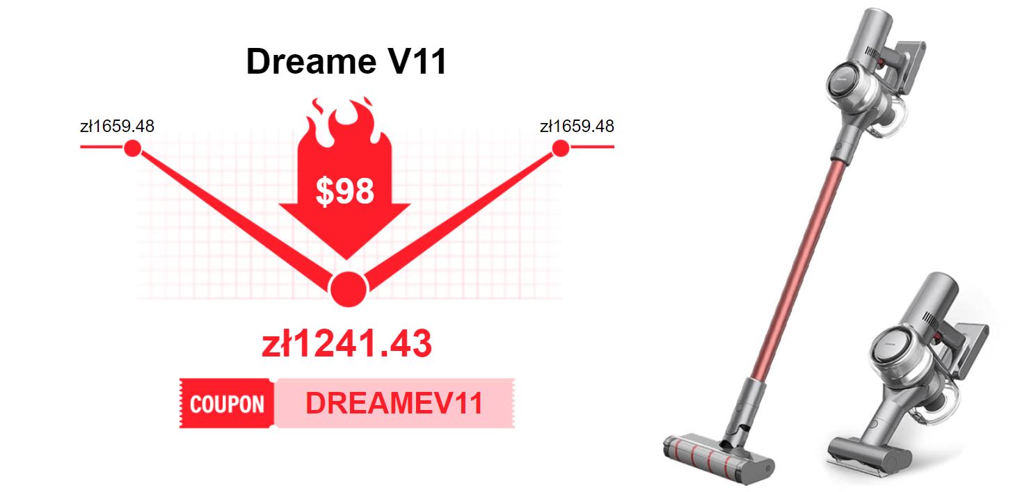 Promocja Dreame V11 na geekbuying.com - kod rabatowy - cena