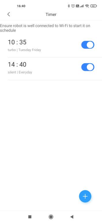 ustawianie harmonogramu pracy robota w Xiaomi Home