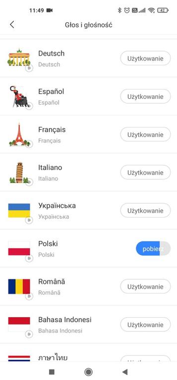 Aplikacja Xiaomi Home - wybór języka polskiego Roborock S6 Pure