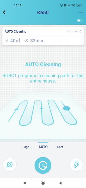 Yeedi K650 - recenzja taniego robota sprzątającego z Aliexpress - tryb auto w aplikacji