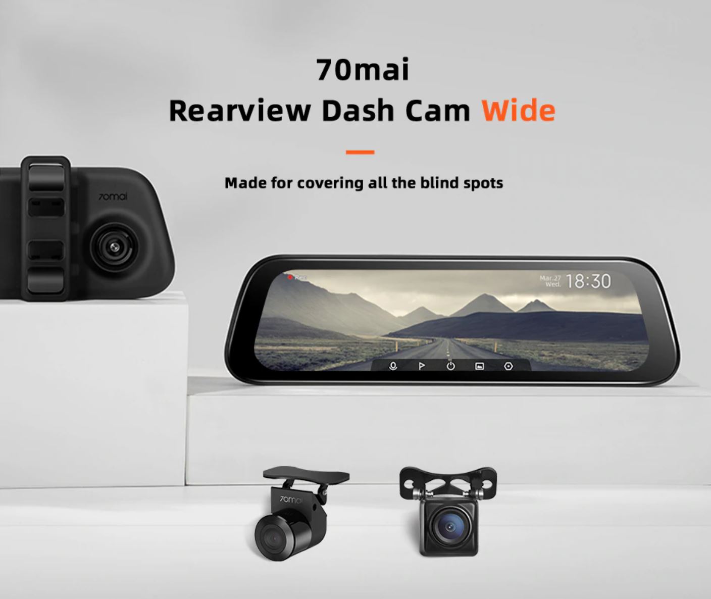 Akcesoria samochodowe z Aliexpress - kamera 70mai Rearview Dash Cam Wide