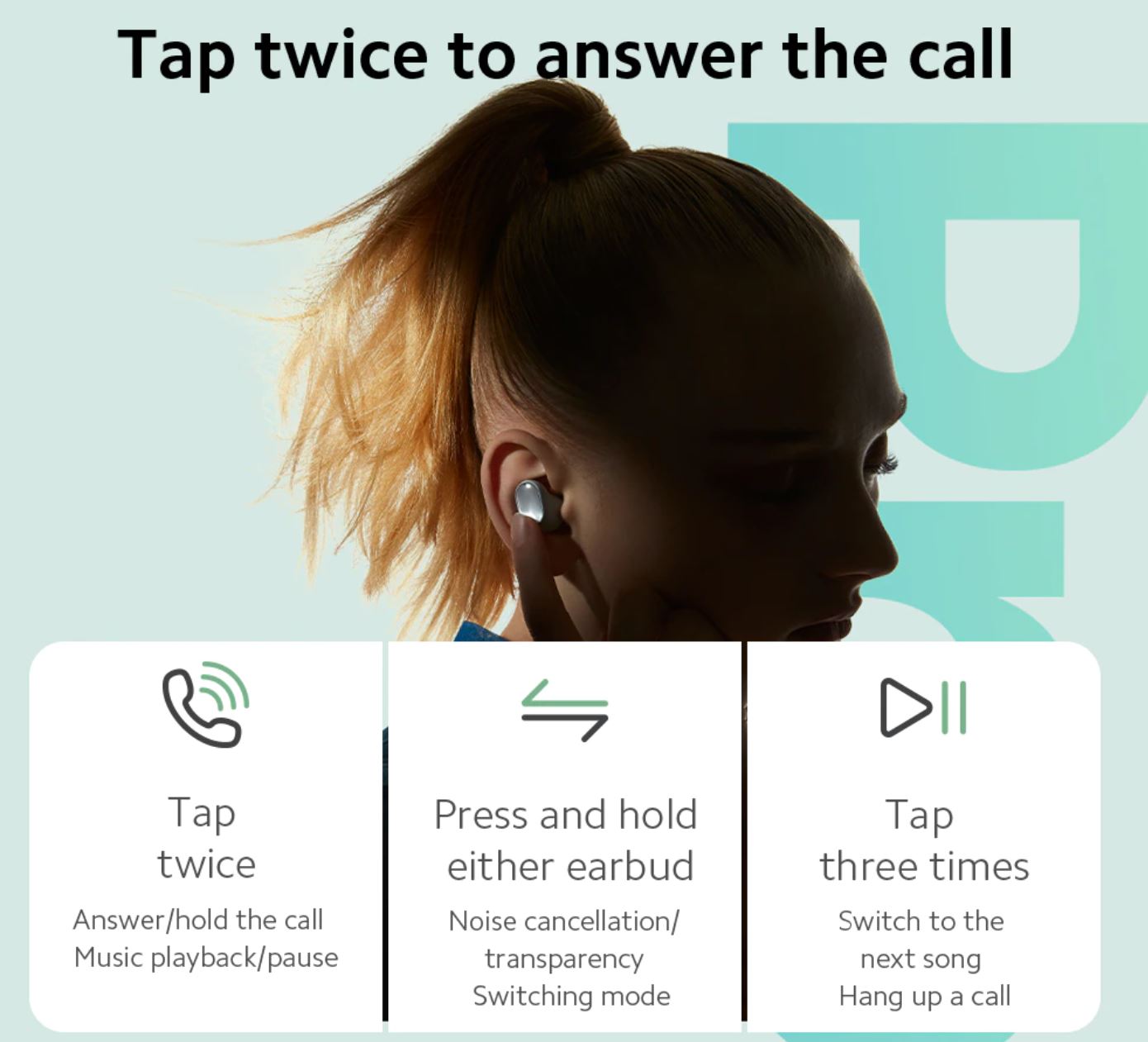 słuchawki Redmi Buds 3 Pro - łatwe sterowanie