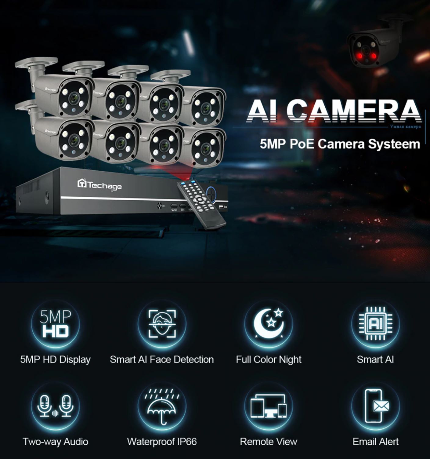 promnocja kamer IP z Aliexpress - Techage Security Camera