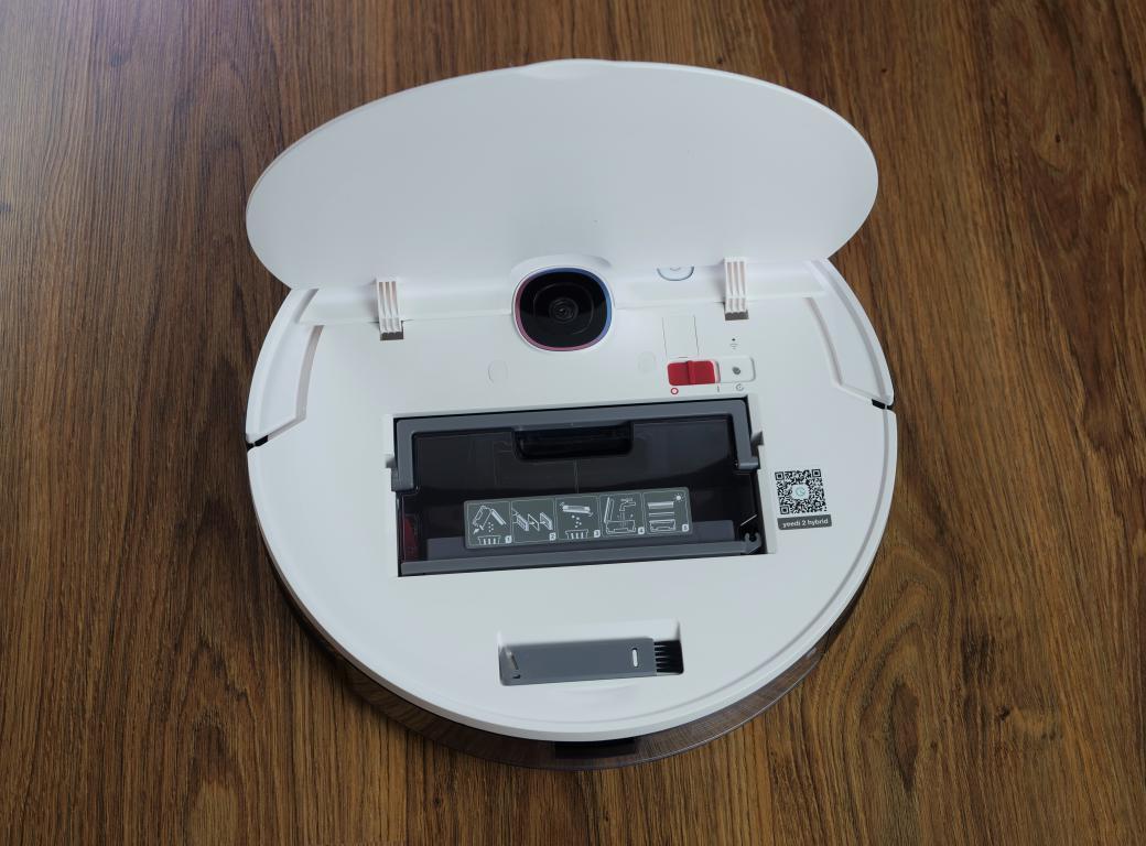 Yeedi 2 Hybrid - recenzja robota sprzątającego - pod klapką - pojemnik na kurz
