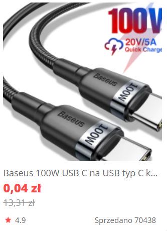 kabel USB-C Baseus za 4 grosze z Aliexpress