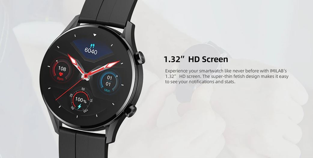 męski smartwatch IMILAB W12 - ekran