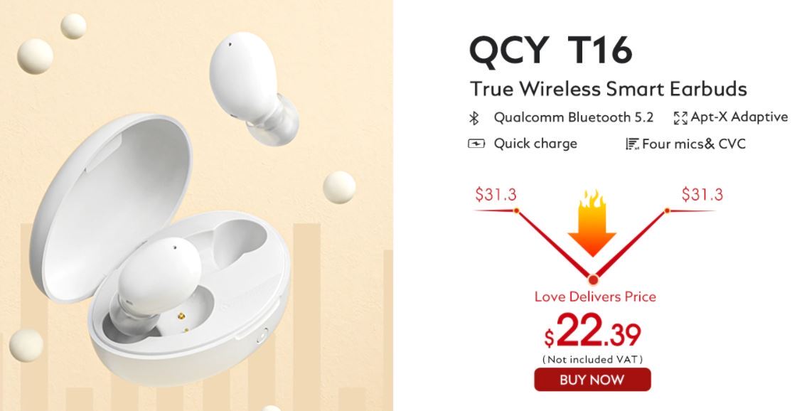 Warto kupić w promocji na Walentynki - słuchawki QCY T16