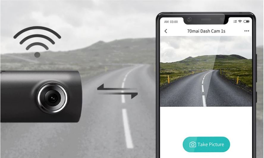 kamera samochodowa 70mai Smart Dash Cam 1S - podgląd na smartfonie