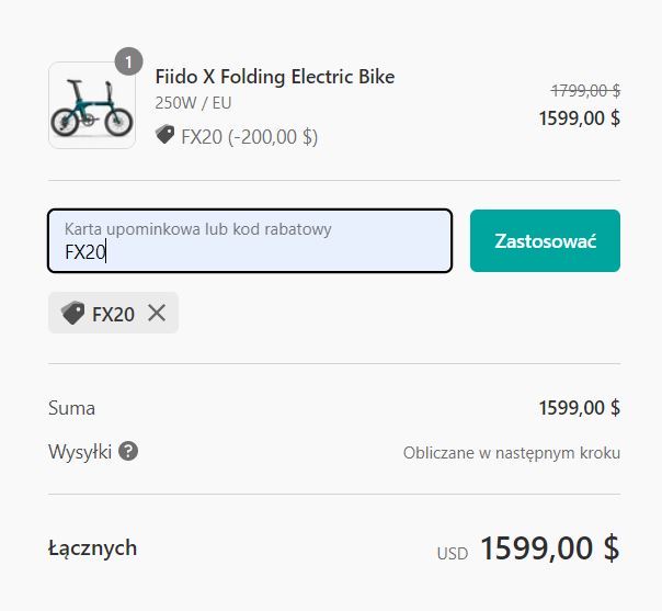 Rower elektryczny Fiido X - cena z kodem rabatowym
