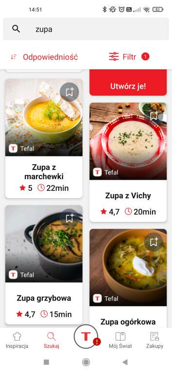 zupy w aplikacji Tefal