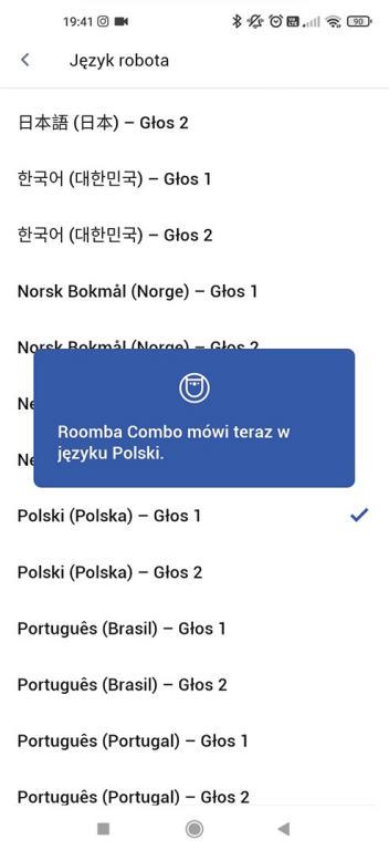 język polski w aplikacji iRobot Home